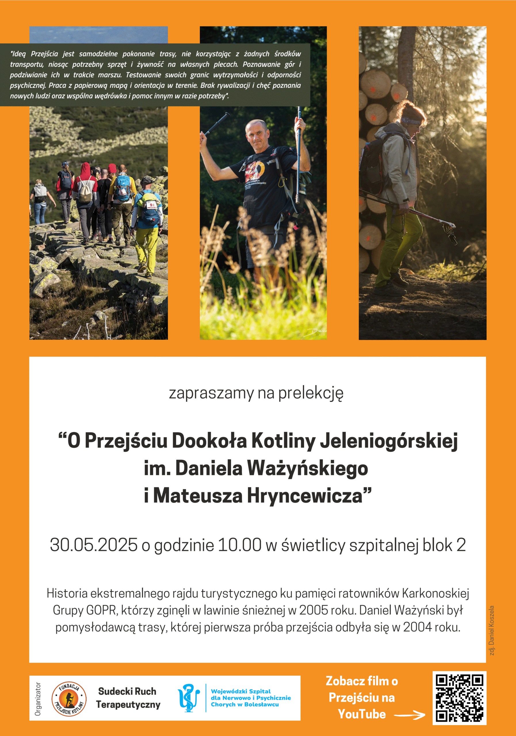 Zapraszamy na prelekcję O Przejściu Dookoła Kotliny Jeleniogórskiej im. Daniela Ważyńskiego i Mateusza Hryncewicza